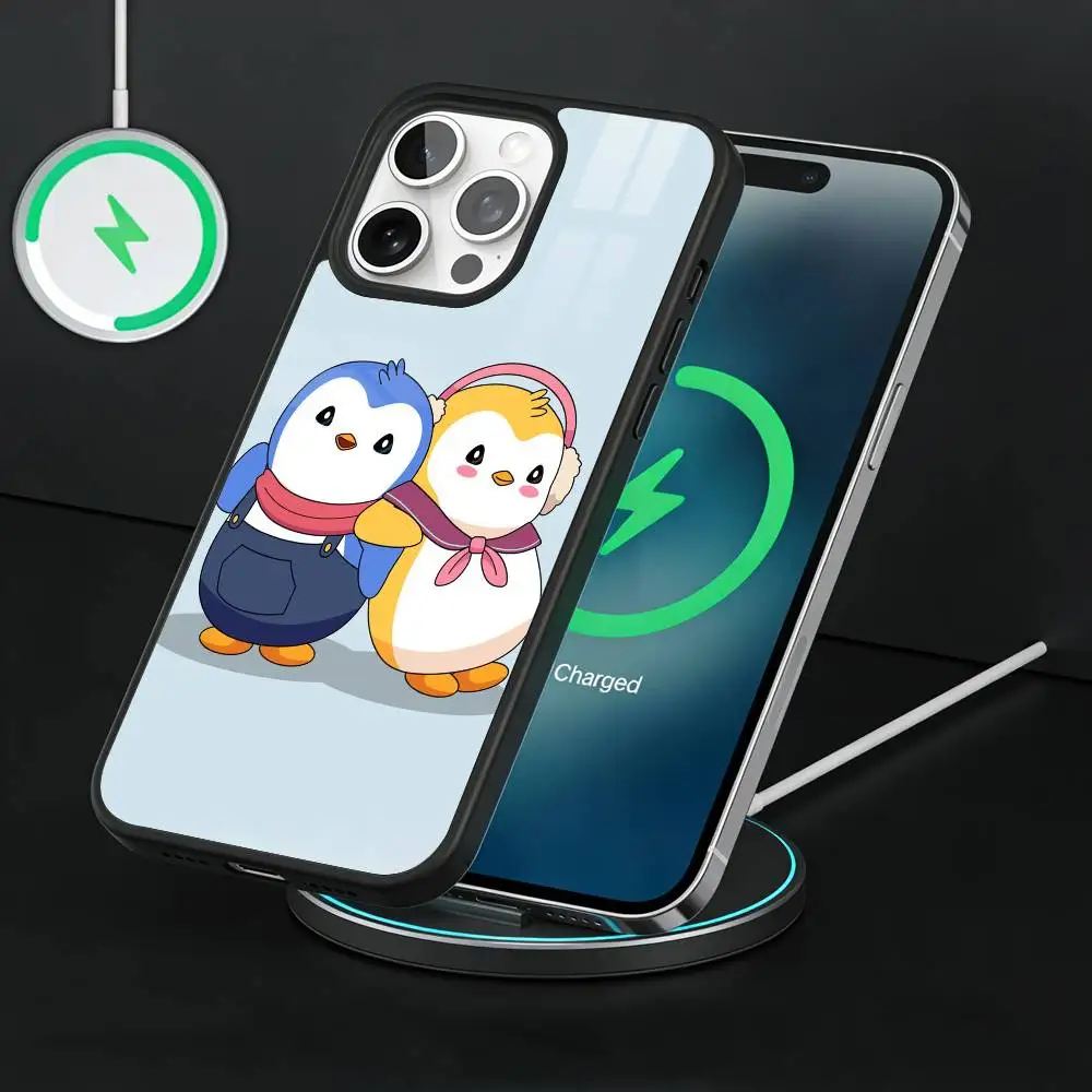 Милый чехол для телефона с пухлым пингвином для iPhone 17, 16, 15, 14, 13 Plus, Pro Max, магнитный, для беспроводной зарядки Magsafe (art.: 3920d9dff41b7) - 3920d9dff41b7