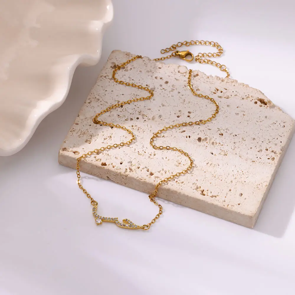 Ожерелье женское с кулоном из нержавеющей стали фианитом