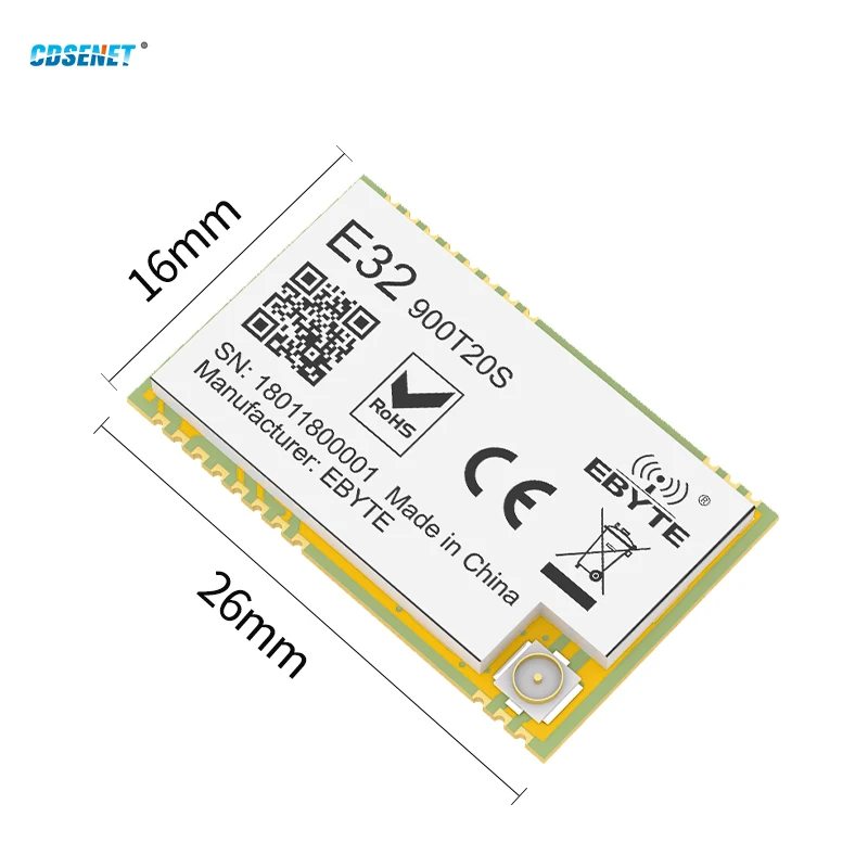 SX1276 LoRa Wireless Serial Port Module UART 868MHz 915MHz 20dBm 5.5km Long Range IPEX/Stamp Hole CDSENT E32-900T20S Tranceiver