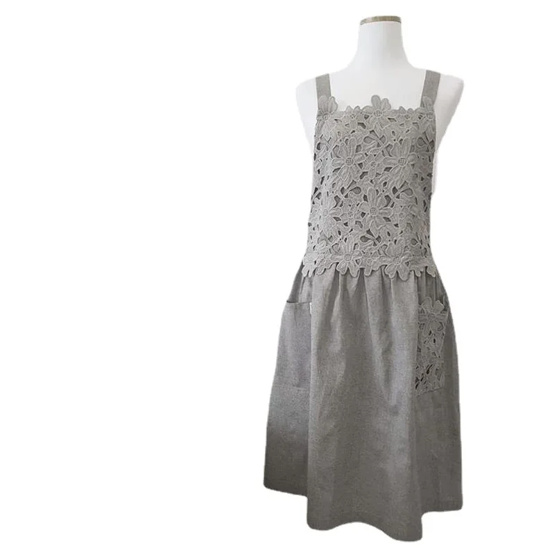 

New Fashion Korean Apron Home Housework Kitchen Strap Coffee Shop Tea Artist Wide Shoulder Strap Boutique Clothing