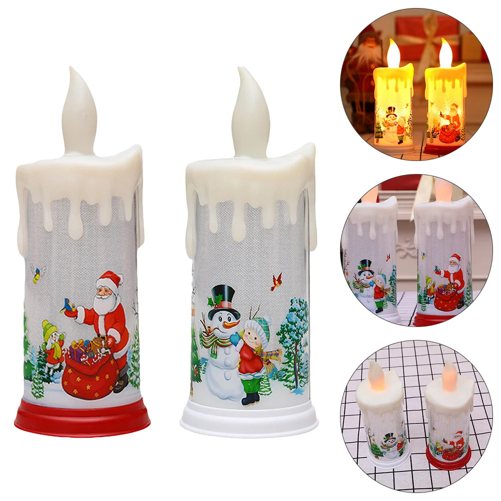 

Lightflameless Led Christmas Xmastea Lantern Dripping Candlestick Flickering Fireplace Holders Pillar Lights Ornaments