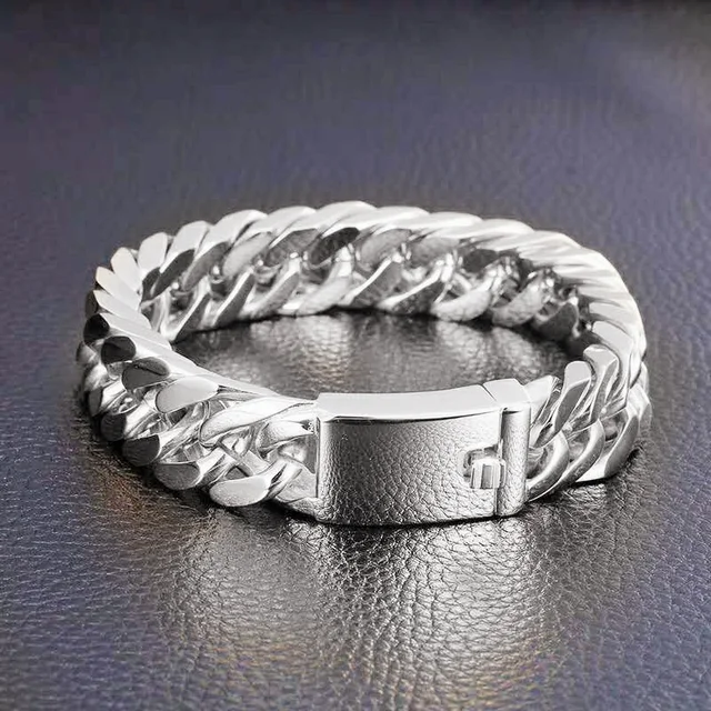 Fashion Black Cuban Chain Bracelet Stainless Steel Bracelet Hip Hop Bracelets for Men Jewelry Party Anniversary Gift Wholesale 6