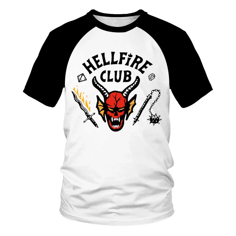 

Футболка Hellfire с коротким рукавом для мужчин и женщин, Повседневная рубашка с принтом 3D «очень странные дела», одежда для мужчин и женщин, на ...
