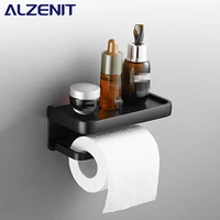 toilet paper holder perforated wall mount phone tray black storage aluminum towel roll rack storage box bathroom accessories