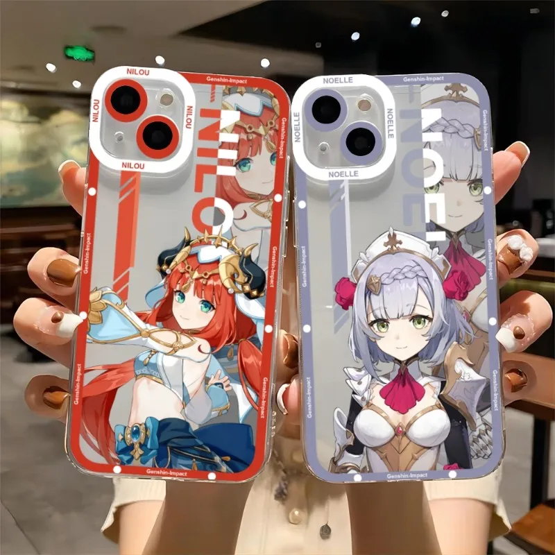 

Genshin Impact Nilou Noelle Phone Case Telefoon For IPhone 14ProMax 13 14 12 11 Pro Max Mini Transparent Fundas Soft Cover
