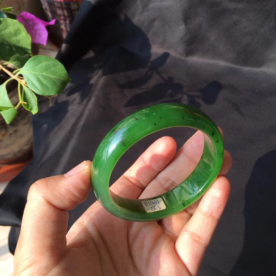 

Нефритовый браслет Hetian с зеленым шпинатом, 58 кругов, 58,5 нефритовый браслет, безопасное ювелирное изделие из нефрита