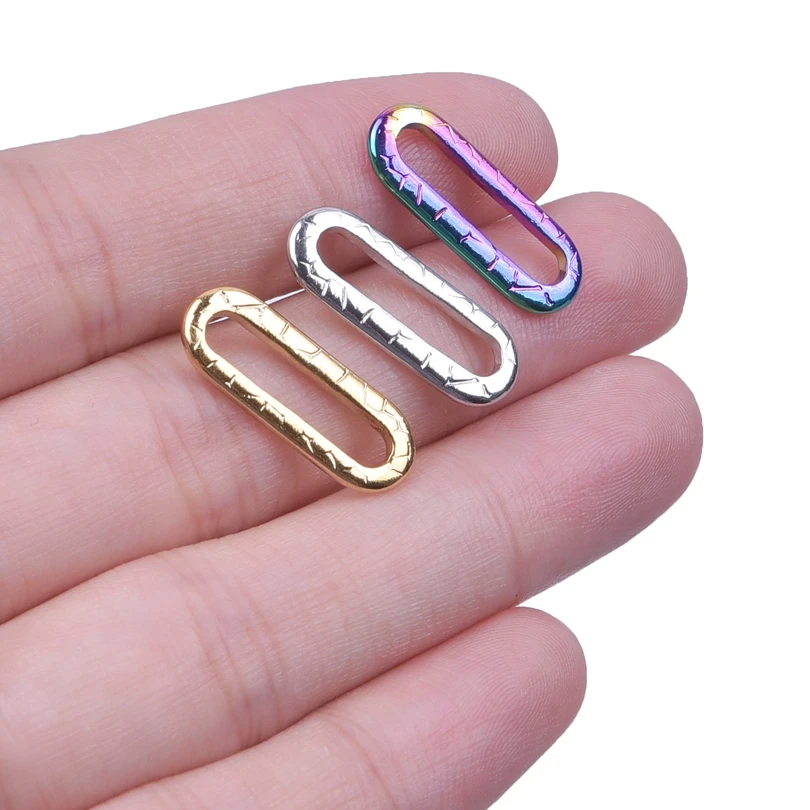 

3pcs Texture Unevenness Oval Hollow Out Charm For Jewelry Making Stainless Steel Pendants Fit Necklaces Bracelet Accessories