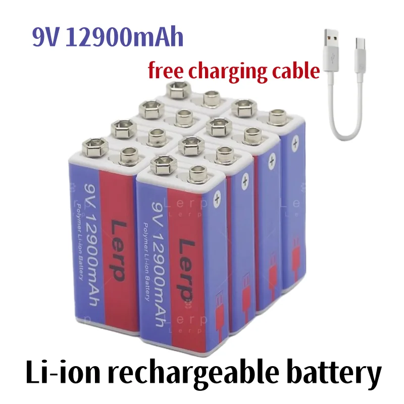 Перезаряжаемая литий-ионная батарея 9 В 12900 мАч мини-USB игрушечный микрофон