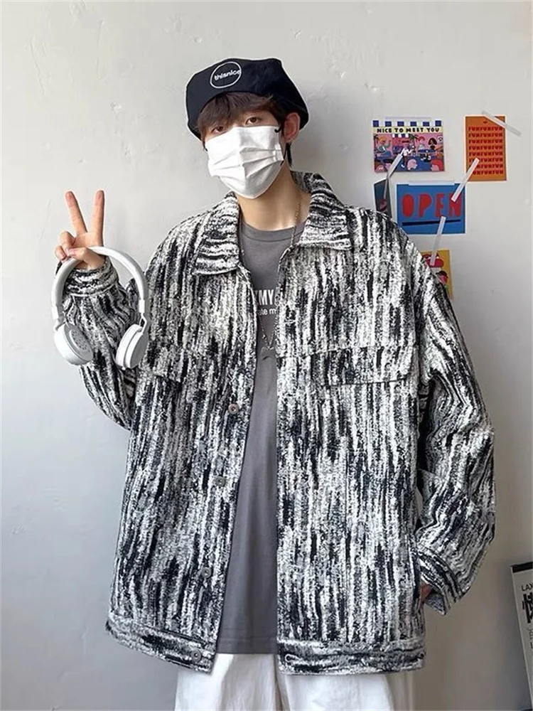 Куртка мужская джинсовая Свободный Топ с оборками уличная одежда в стиле