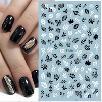 3d black white silver nails art manicure back glue decal decorations nail sticker for nails tips beauty