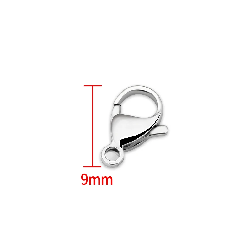 10Pcs/Lot Stainless Steel 9/10/11/12/13/15mm Lobster Clasps Hooks Connector For DIY Jewelry Making Supplies Meterials Accessorie