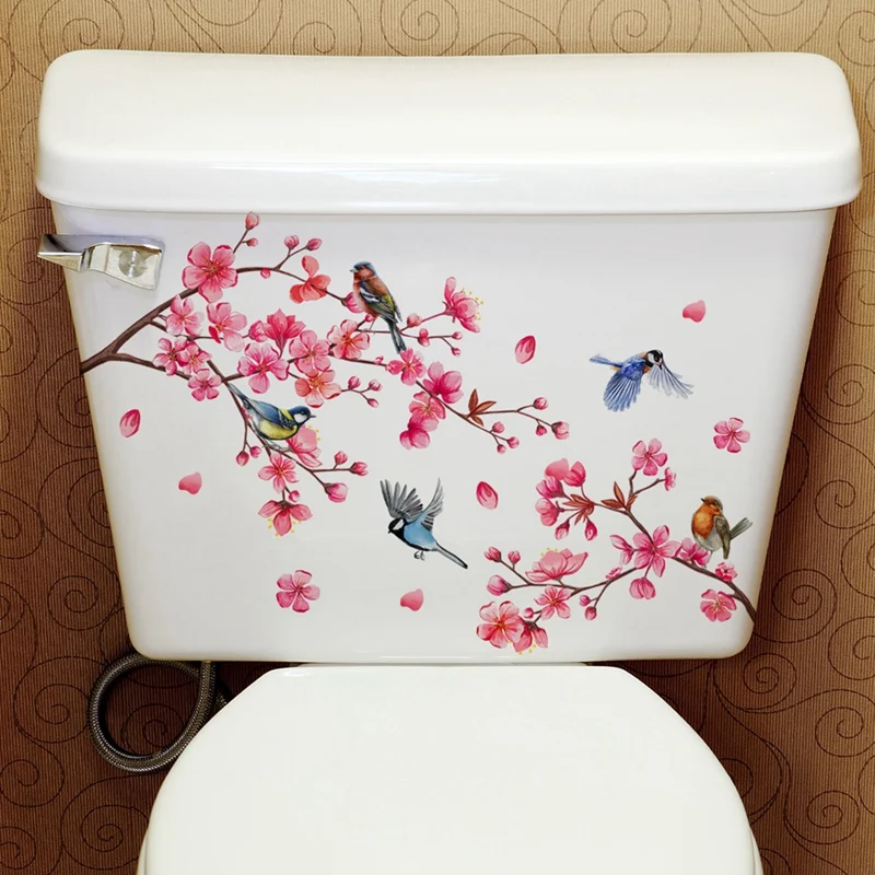 8ШТ Набор настенных наклеек Plumblossom Bird для декора ванной комнаты туалета настенной