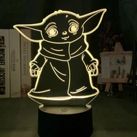 hasbro cartoon star wars table lamp baby yoda 3d night light led716 color remote control table lamp childrens toy birthday gift