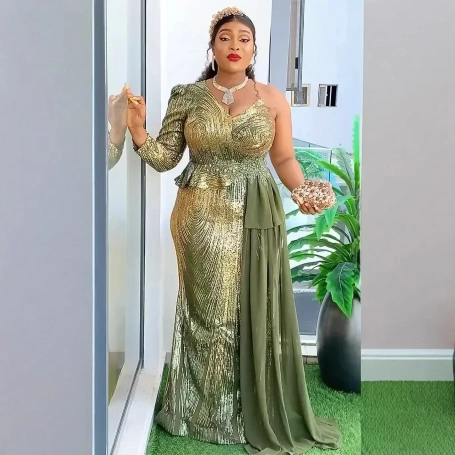 Африканские вечерние платья с блестками для женщин осенние элегантные