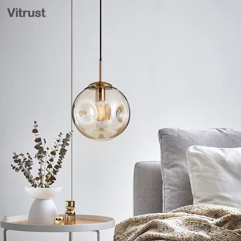 Современная глобусная пузырьковая люстра латунная подвесная лампа для столовой