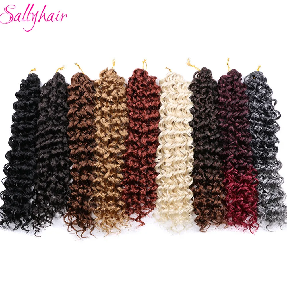 Sallyhair Synthetic Deep Wavy Crochet Hair 18inch Curly Wave Braids Hair Afro Curls Strands Crochet Braiding Hair Extensions images - 6