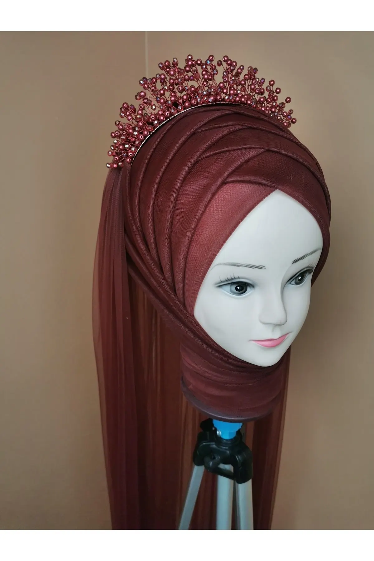 

Bridal Accessories Burgundy Zero One One With Veil Wedding Handmade For Bride And Bridesmaids