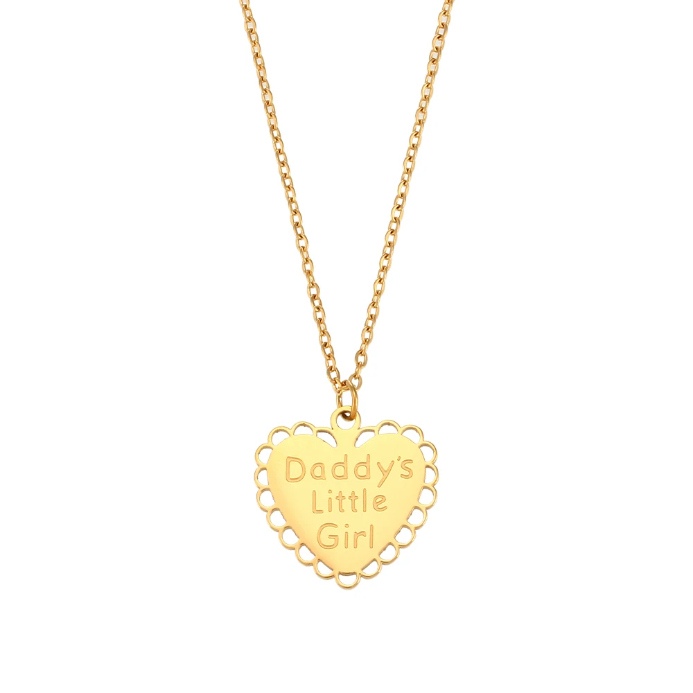 

18K Gold Plated Letter "Daddy's Little Girl" Heart Pendant Necklace for Daughter's Gift Waterproof Necklaces Jewelry for Girls