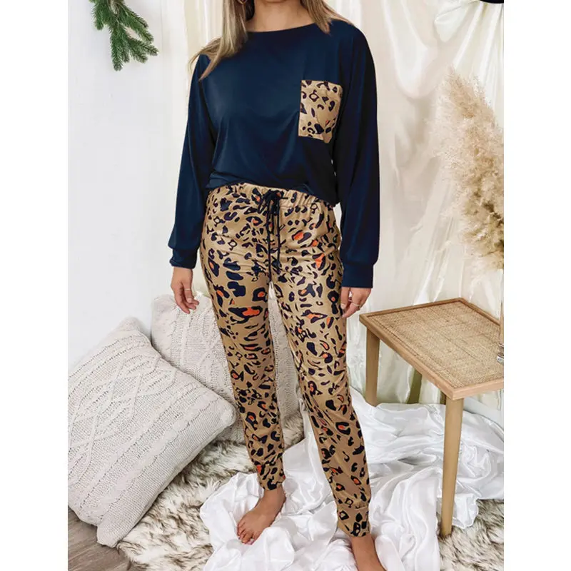 

Леопардовые длинные брюки теплая зимняя уличная одежда Свободный Топ женские комплекты наряды 2022 повседневные женские комплекты из двух п...