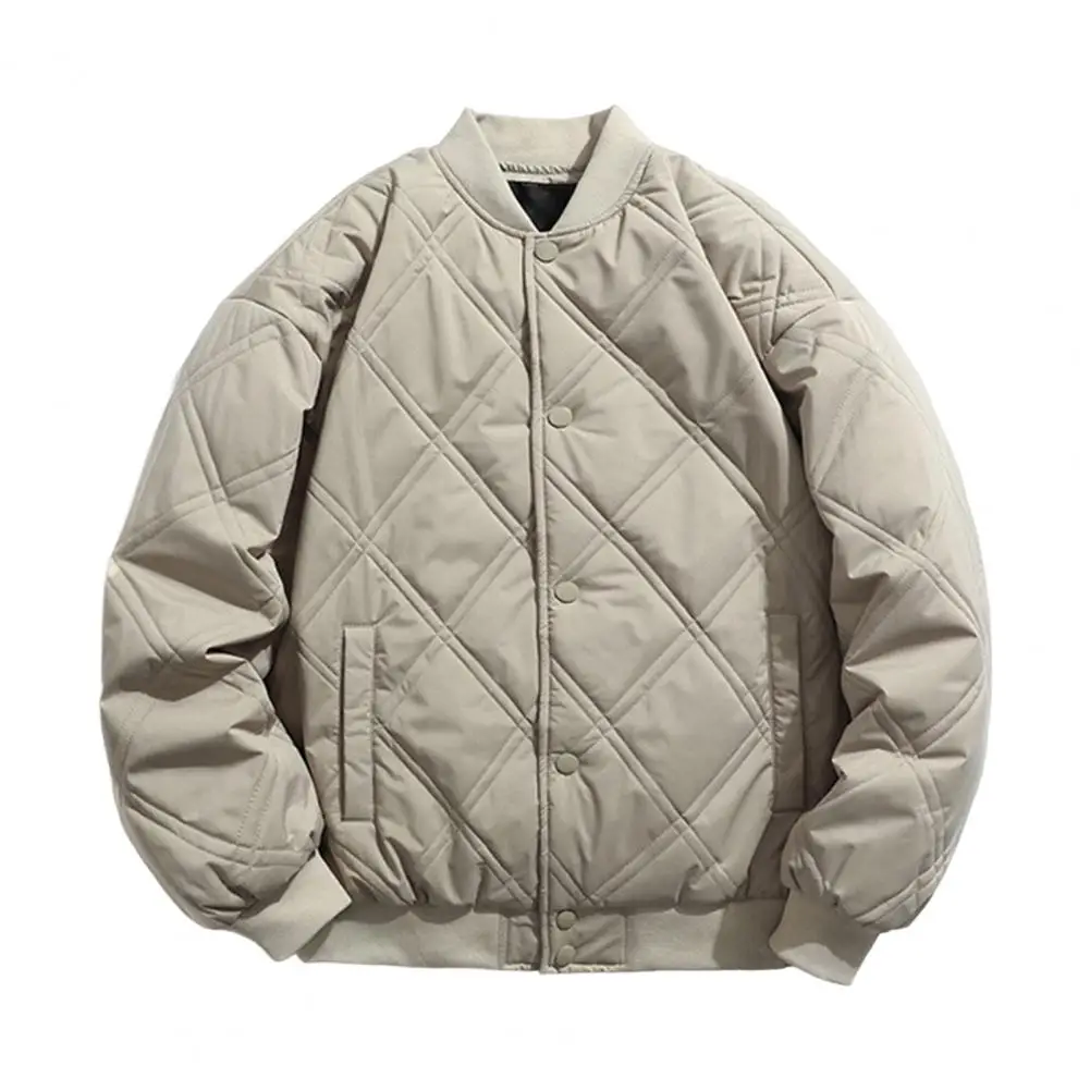 Trendy Bomber Jacket Buttons Temperament Ribbed Cuff Pockets Bomber Jacket  Vintage Unisex Coat Streetwear