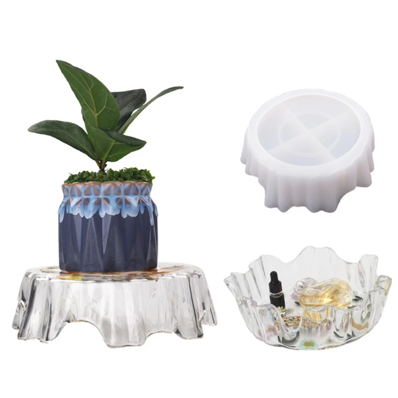 

Irregular Tray Epoxy Resin Mold Flower Pot Stand Silicone Mould DIY Crafts Home Decorations Storage Box Casting Tools 87HA