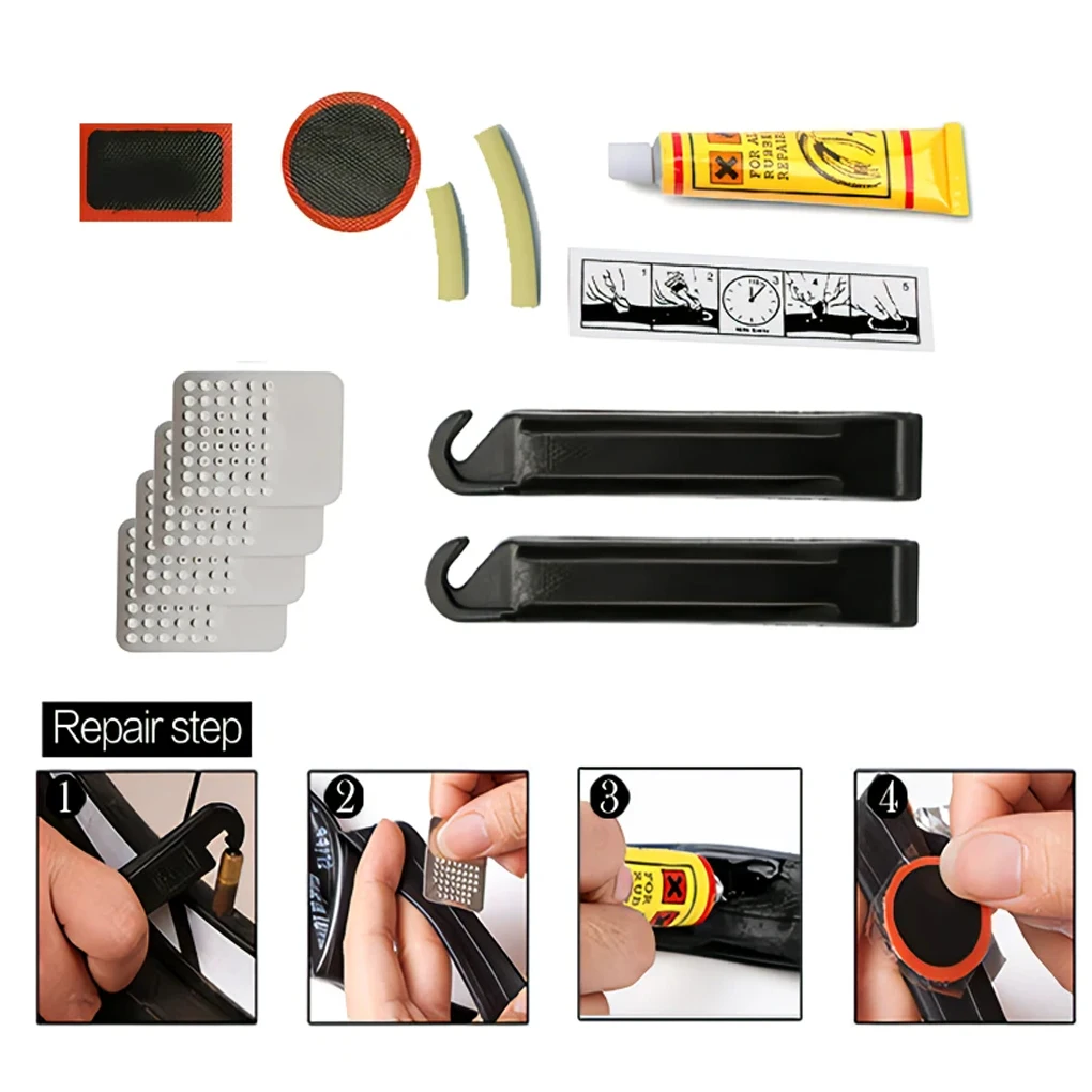 

Набор инструментов для ремонта велосипедных шин, портативные резиновые накладки на клеевой рычаг для ремонта велосипедных шин, для горных ...
