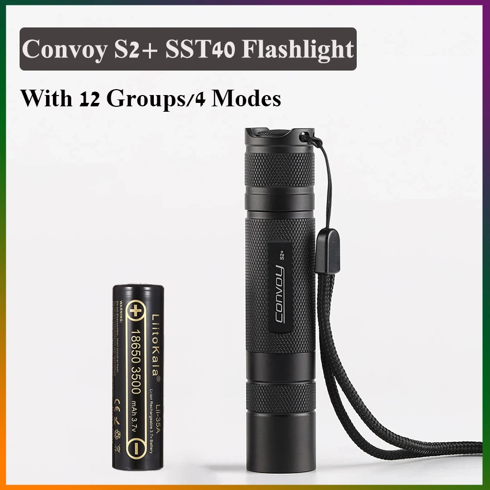 

Convoy S2+ With Luminus SST40 LED Flashlight With 12-Groups/4-Modes For Outdoor Hiking Camping Cycling LED Torches Flashlight