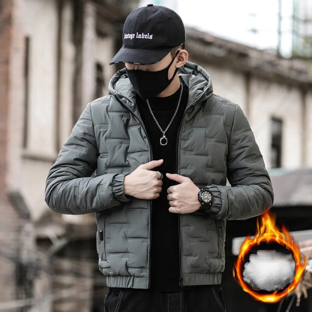 Hooded Puffer Jackets Men Slim Fit Cotton Padded Jacket Autumn Winter Korean Fashion Clothing 2022 Brand New Streetwear Clothes