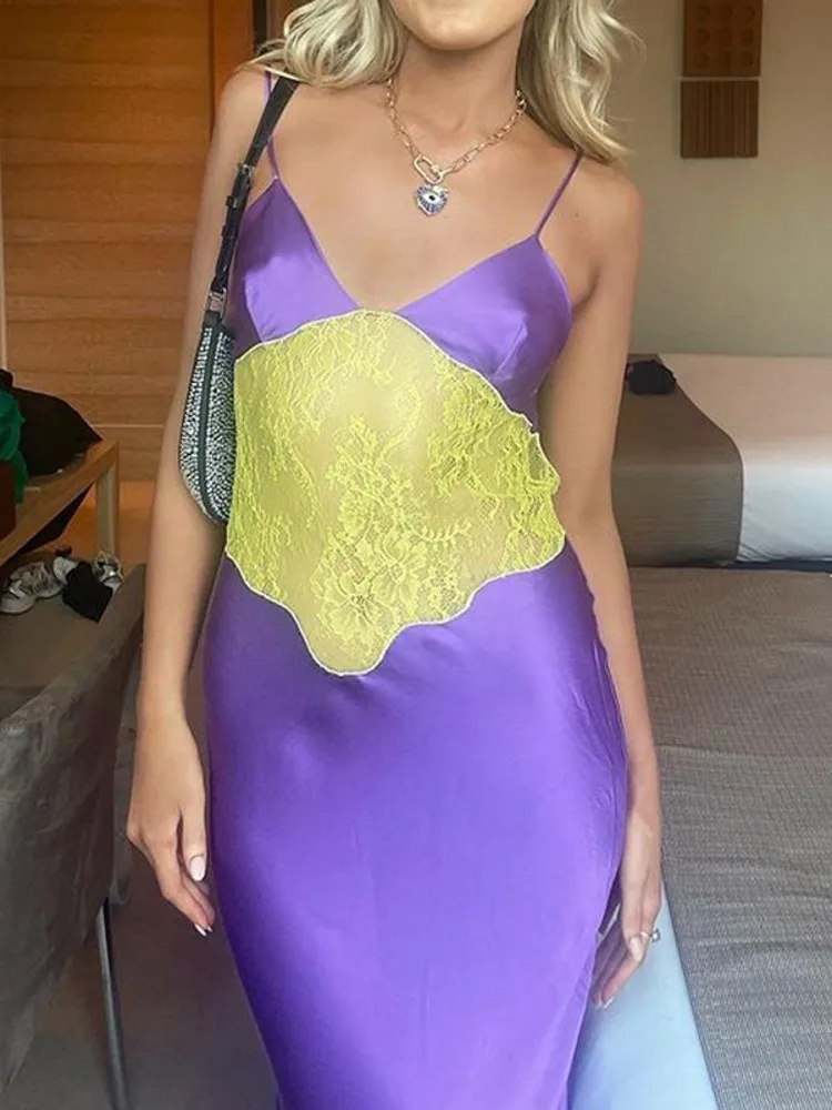 

Cover Up Long Dress Women Swimsuit Spaghetti Strap Backless Robes Summer New Lace Up Patchwork Sexy Beach Holiday Dress Cover Up