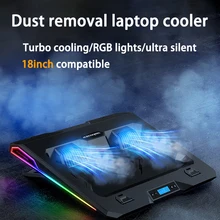 RGB 게이밍 노트북 쿨러, 조정 가능한 노트북 라디에이터 스탠드, 음소거 3000 RPM, 강력한 공기 흐름 냉각 패드, 12-17 인치 노트북용