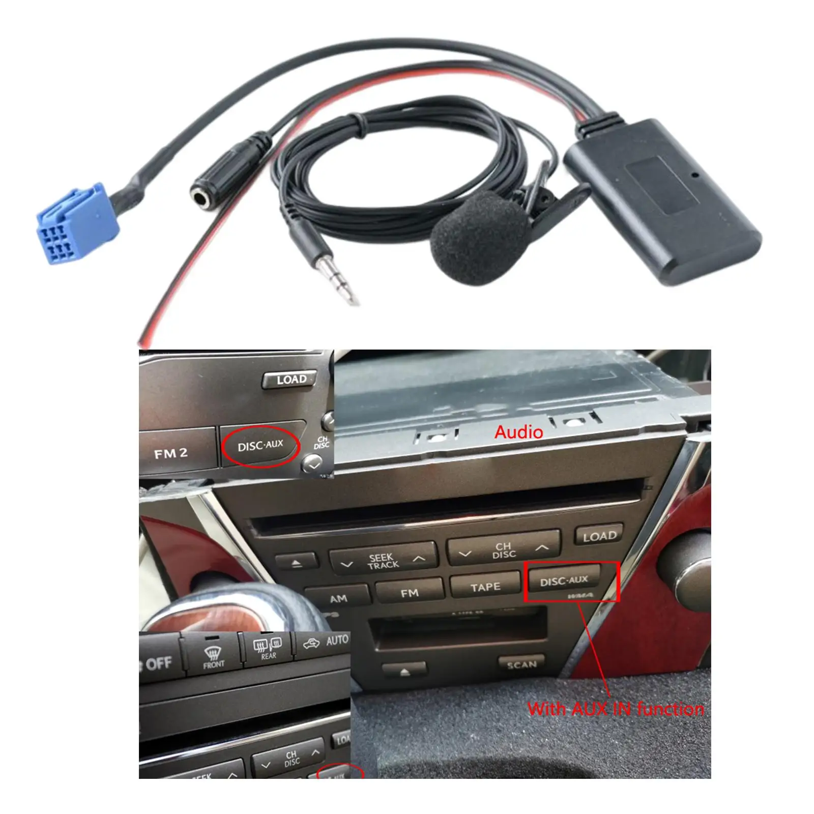 

Автомобильный аудио кабель адаптер с микрофоном радио аудио AUX адаптер для замены короны профессиональный Прочный