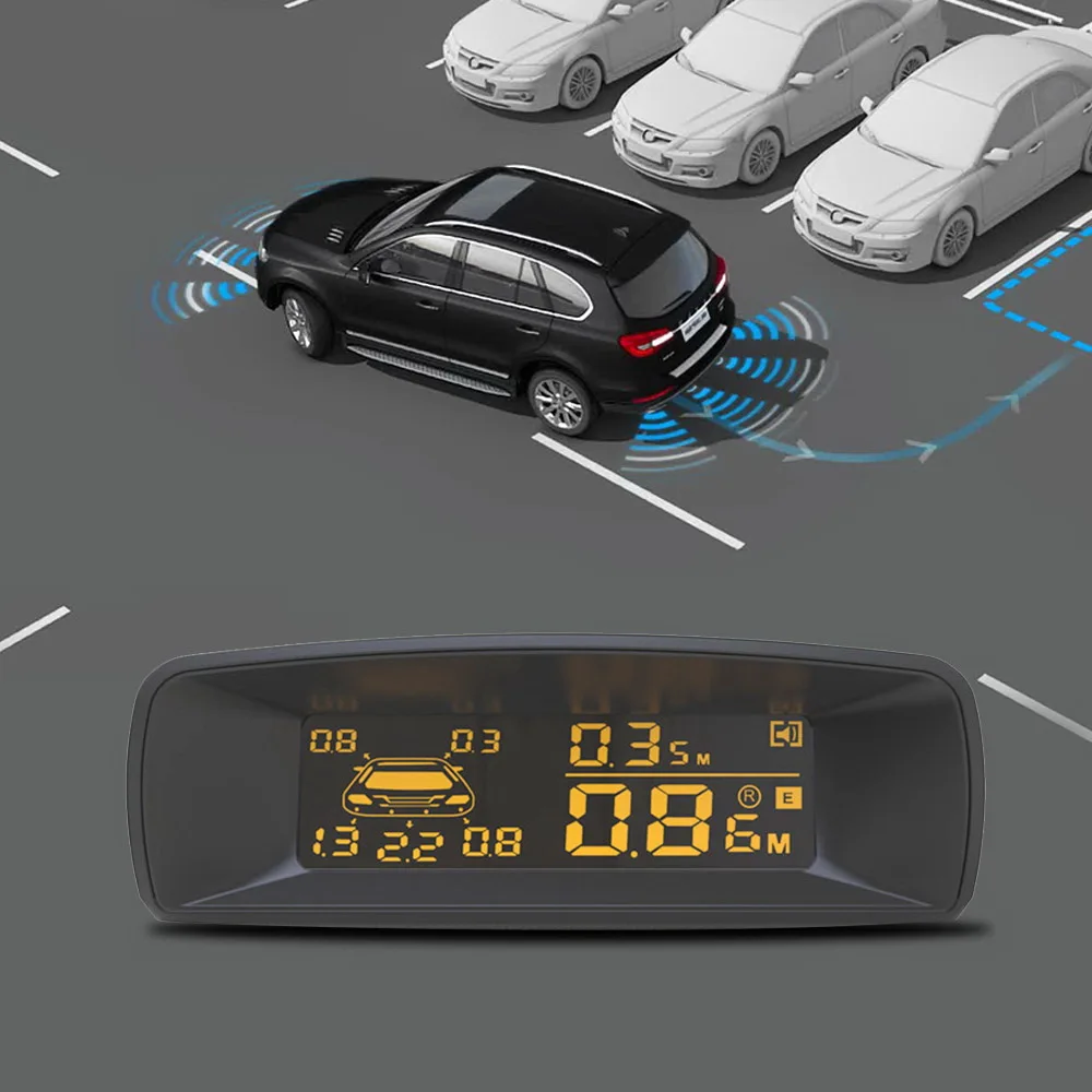Vehicle Car 8 Parking Sensors System Reverse Backup Radar Front and Rear Assistant Kit Parktronic Auto Distance Detection Beep