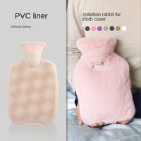 1000ml hot water bottle plush faux fur hand warmer pvc silicone thermos cover removable and washable winter hand warmer supplies