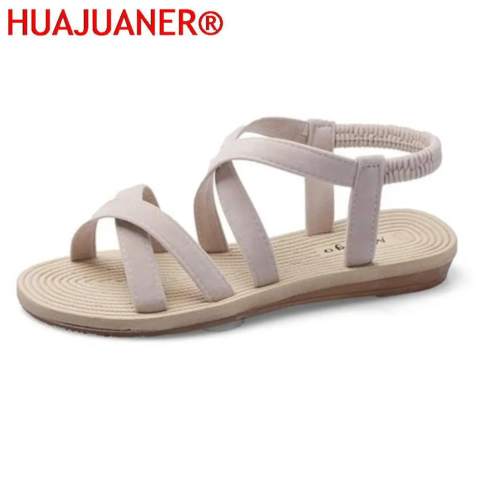 

2023 New Summer Rome Sandals Shoes Woman Cross Belt Sandals Flat Beach Sandalias Ladies Sandalia Feminina Open Toe Shoes