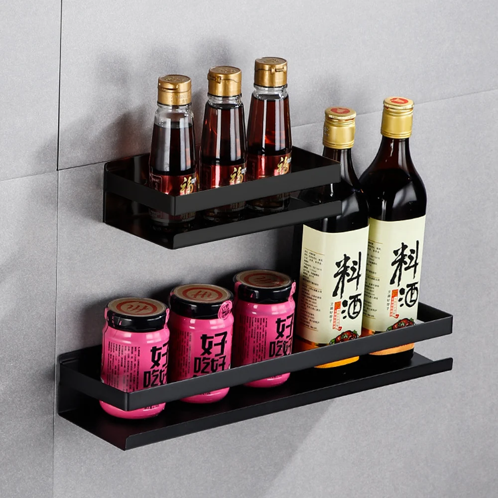 

Kitchen Accessories No-drill Storage Organizer Rack Shower Shampoo Holder Stainless Steel Bathroom Shelf Wall Shelves