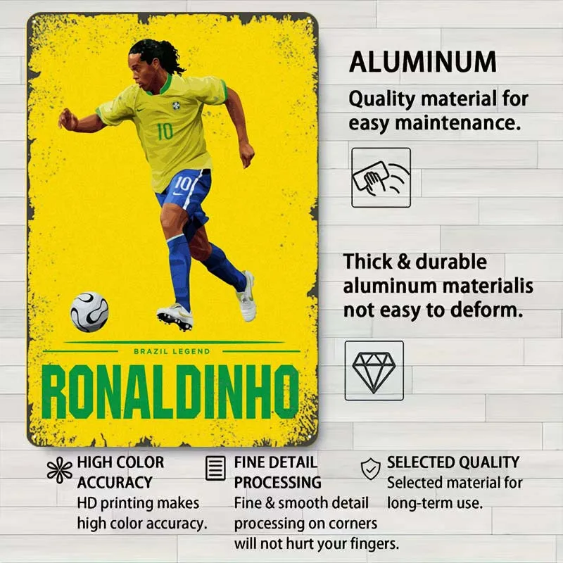 Металлические вывески Ronaldinho футбольные постеры украшение комнаты