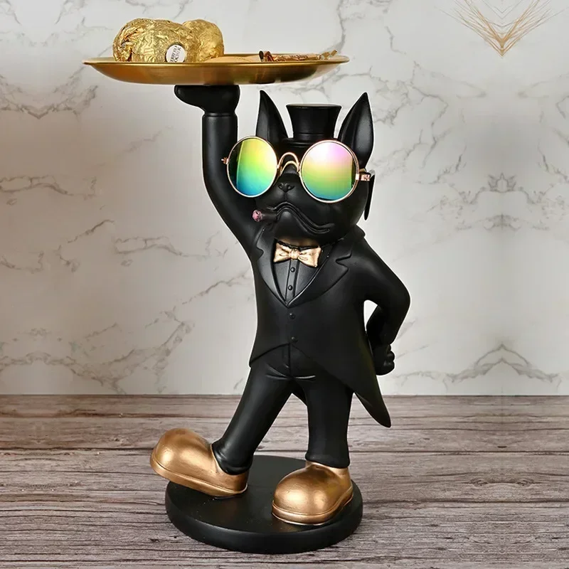 Поднос для собаки Современное украшение стола фигурки французского бульдога