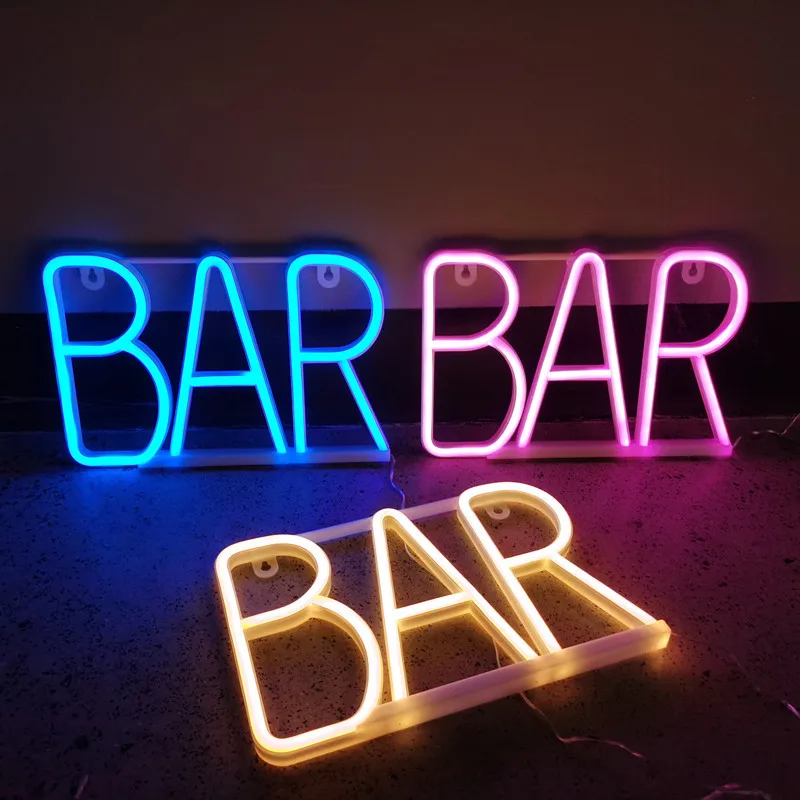 LED Bar Sign Neon Light USB Powered BAR Light Up Letter Advertisement Board Electric Display Sign for Business Wall Art Decor