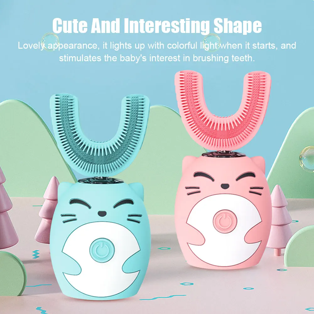 

Electric Toothbrush for Kids U-shaped Smart 360 Degrees Silicon Automatic Ultrasonic Teeth Tooth Brush Cute Cartoon for Children