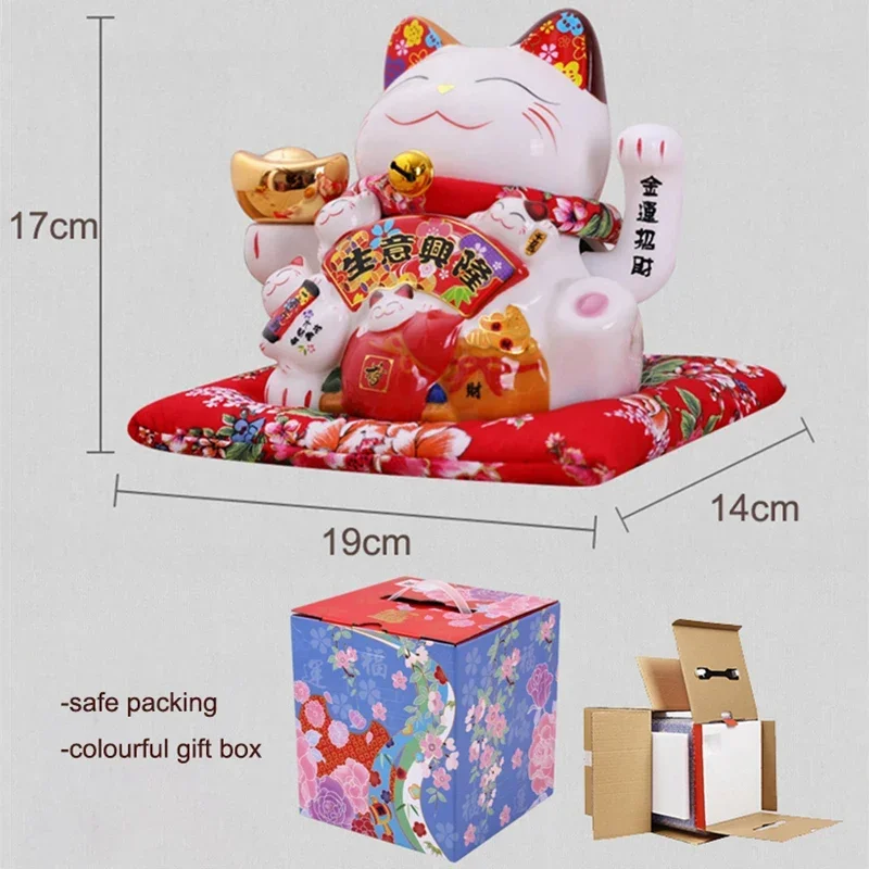 7 5-дюймовый керамический орнамент Beckoning Cat Maneki Neko украшение фэн-шуй качели Lucky