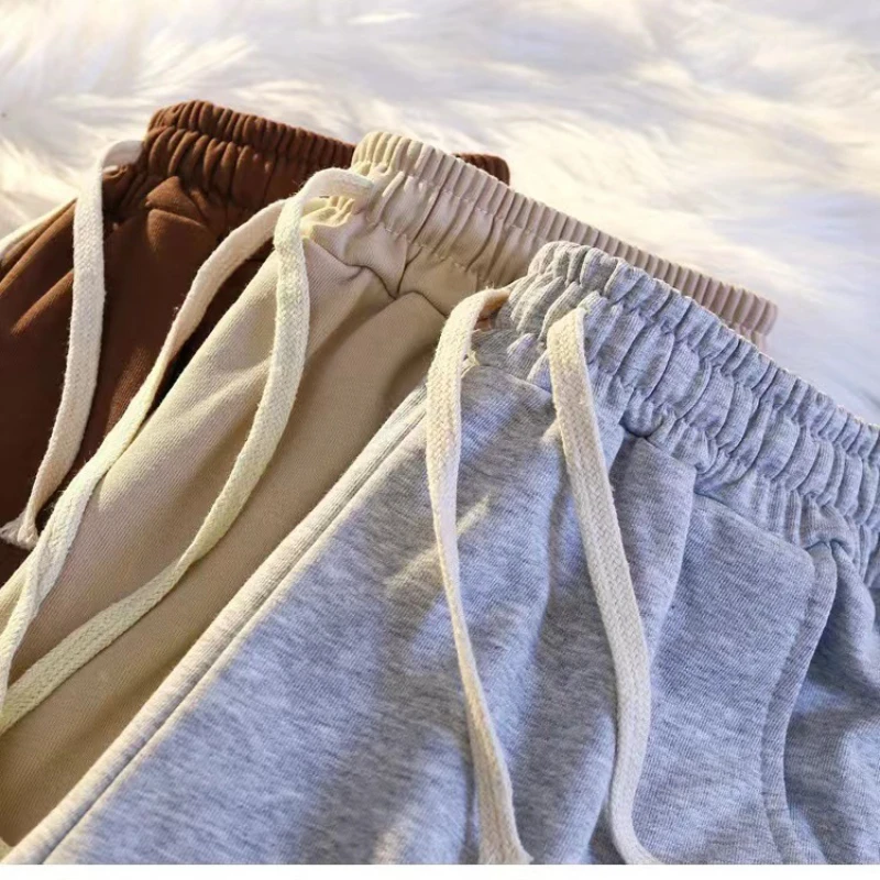 Women Shorts Letter Embroidery Korean Shorts Elastic Waist Loose Casual Sport Shorts Outerwear Wide Leg Pants Female Bottoms2023