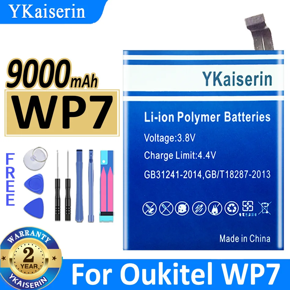 

New Original YKaiserin for Oukitel WP7 Battery 9000MAh Replacement 6.3 Inch Mobile Phone Batteria + Track Code