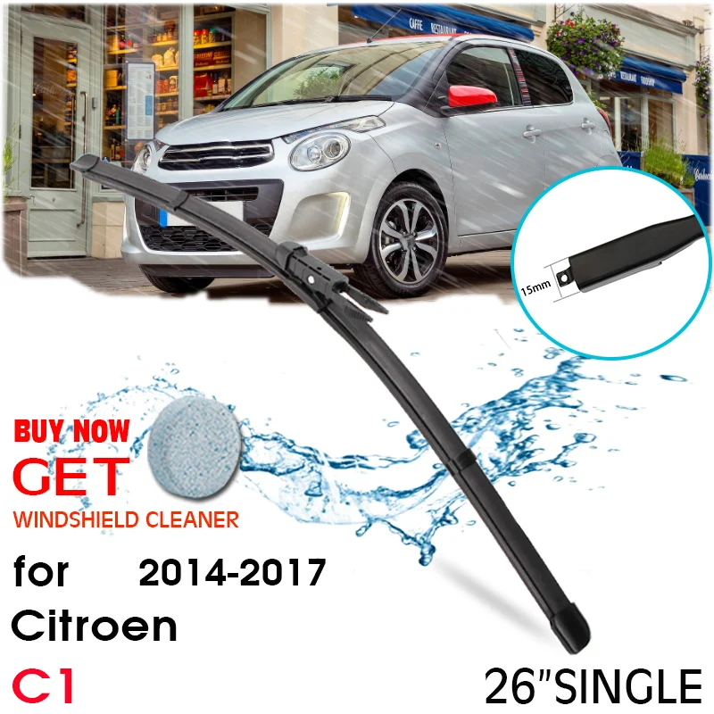 

Автомобильные стеклоочистители лобовое стекло резиновые силиконовые сменные стеклоочистители для Citroen C1 2014-2017 LHD / RHD 26 "одиночные автомобил...