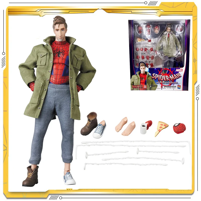 6inch Mafex Original Marvel Spider-Man: Into the Spider-Verse Peter Parker Model Toy Action Figures Toys For Children Gift