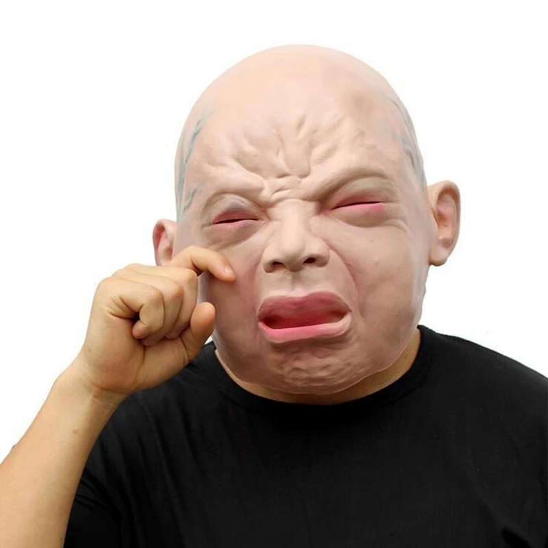 

Halloween Mask Funny Party Face Masks Creepy Halloween Costume Prop Cry Baby Full Head Latex Rubber Masquerade Funny Mask