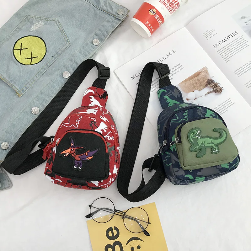 Children's Dinosaur Chest Bags Boys Girls Cute Plush Backpack Princess Kindergarten Baby fashion Shoulder Bag Coin Purse 4-6Y