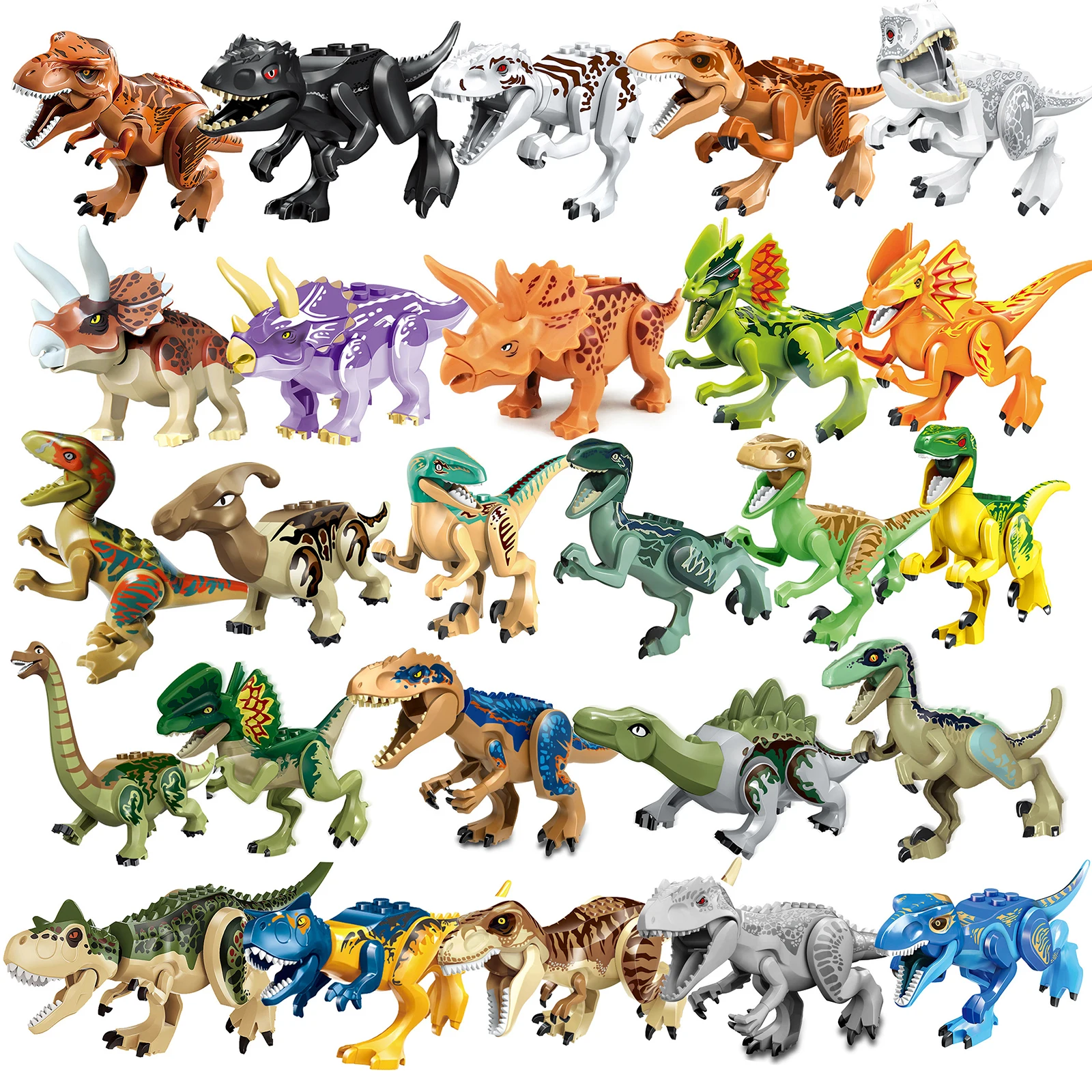 Jurassic Dinosaur Figure World Park Fallen Kingdom Velociraptor T-Rex Triceratops Indominus Rex Brick Assemble Toys For Children