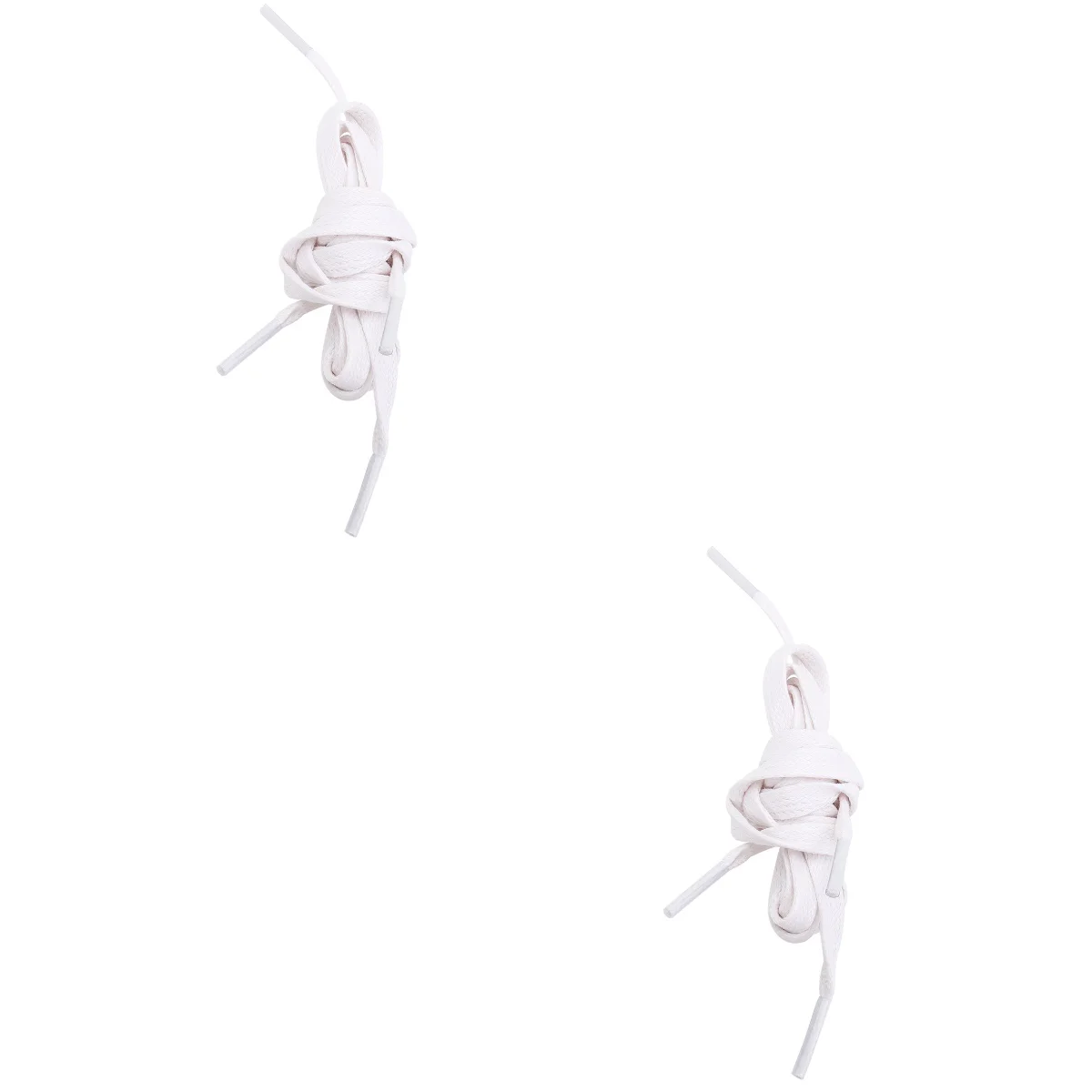 2 Pairs Flat Waxed Shoelaces Casual Tie Cotton White Athletic Sports Shoes Sneakers