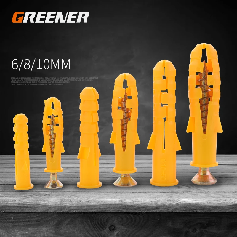 

GREENER Practical Expansion Screws Self Drilling Wall Home Pierced For Nylon Column Plastic Gypsum Board Fiberboard Plugs