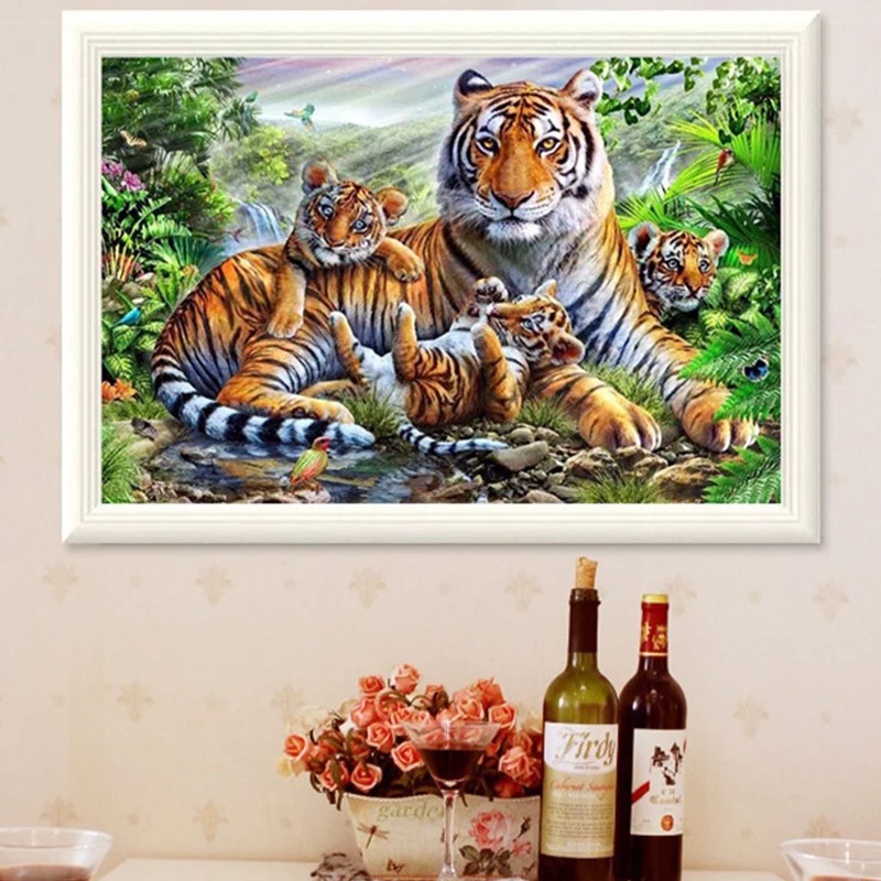 

Алмазная 5d картина с тигром, большая Алмазная вышивка для гостиной, спальни, домашний декор, вышивка крестиком